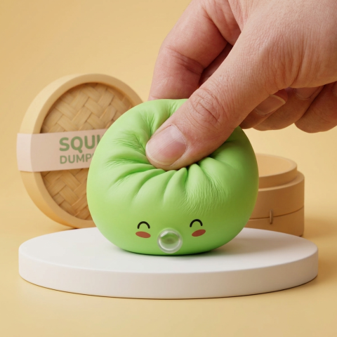 Dumpling Squishy Matcha Grün Rare Blow — slow-rise Effekt, der Schaum federt langsam zurück