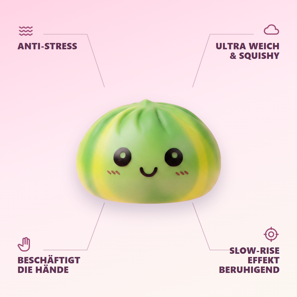 Tie Dye Dumpling Squishy Grün-Wirbel — seine Vorteile