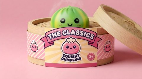 Tie Dye Dumpling Squishy Grün-Wirbel im Bambus-Dämpfkörbchen