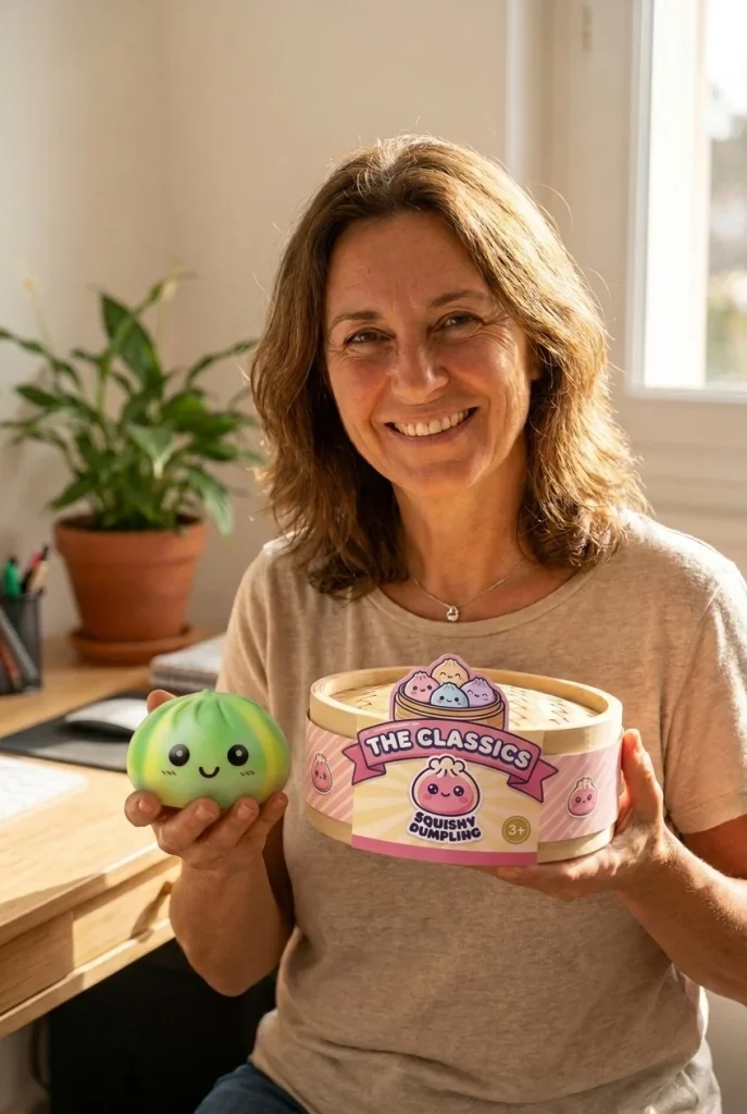 Tie Dye Dumpling Squishy Grün-Wirbel mit seiner Box
