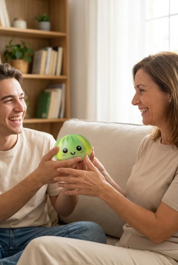 Tie Dye Dumpling Squishy Grün-Wirbel als Geschenkidee
