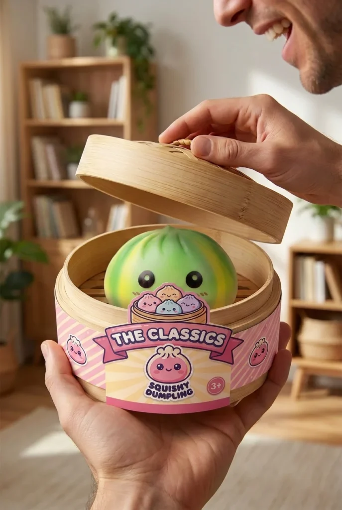 Tie Dye Dumpling Squishy Grün-Wirbel beim Auspacken
