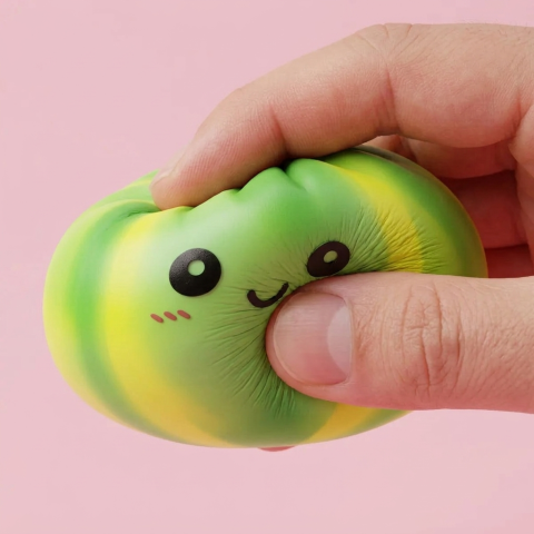 Tie Dye Dumpling Squishy Grün-Wirbel — slow-rise Effekt, der Schaum federt langsam zurück