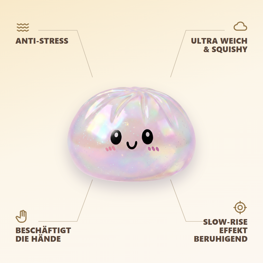 Dumpling Squishy Holographique Regenbogenschimmer — seine Vorteile
