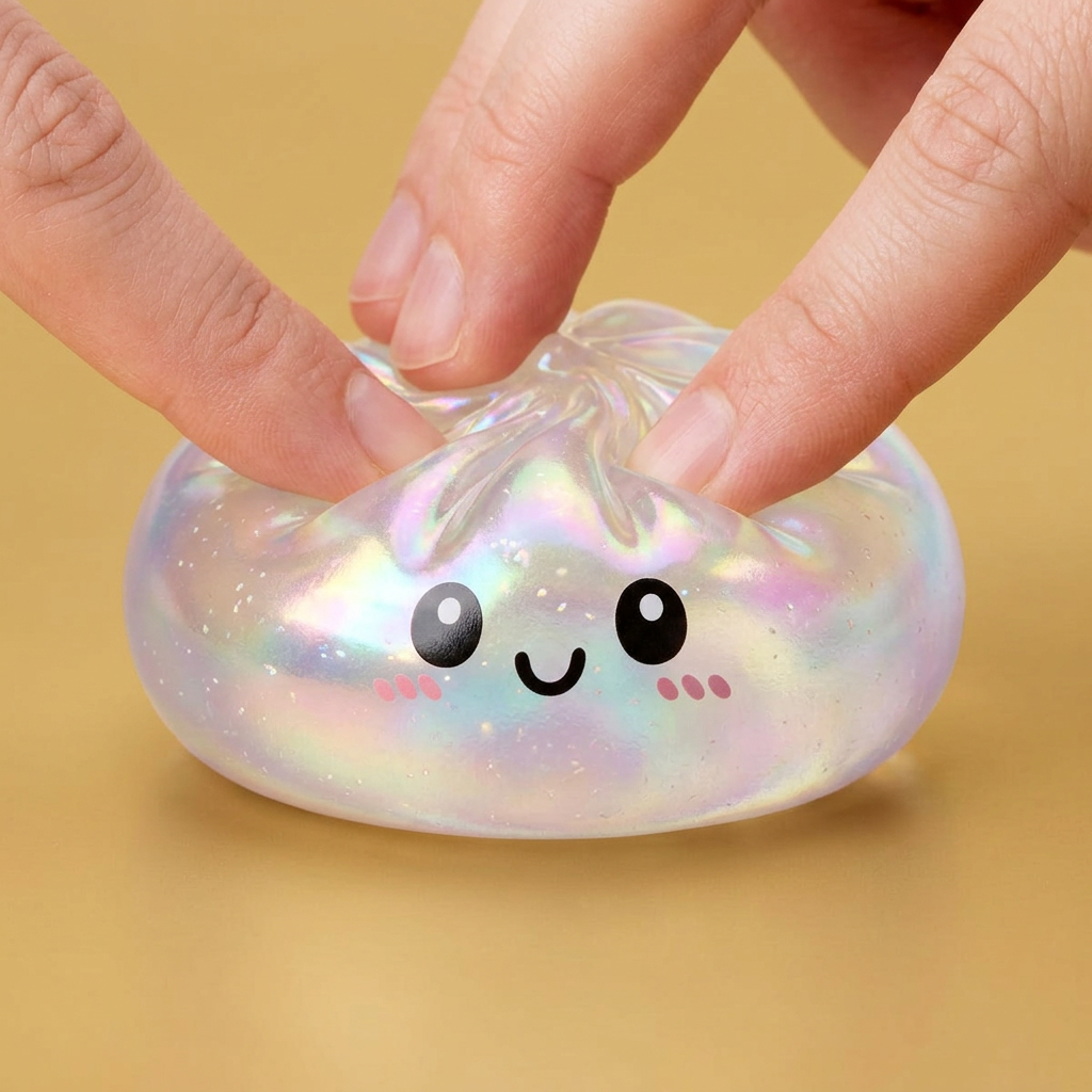 Dumpling Squishy Holographique Regenbogenschimmer beim Drücken, weiches Material