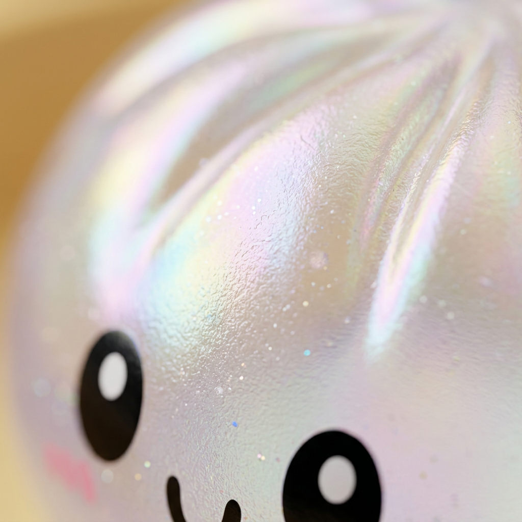 Dumpling Squishy Holographique Regenbogenschimmer — Makro-Nahaufnahme der Textur