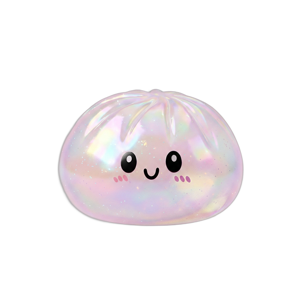 Dumpling Squishy Holographique Regenbogenschimmer beim Drücken, weiches Material
