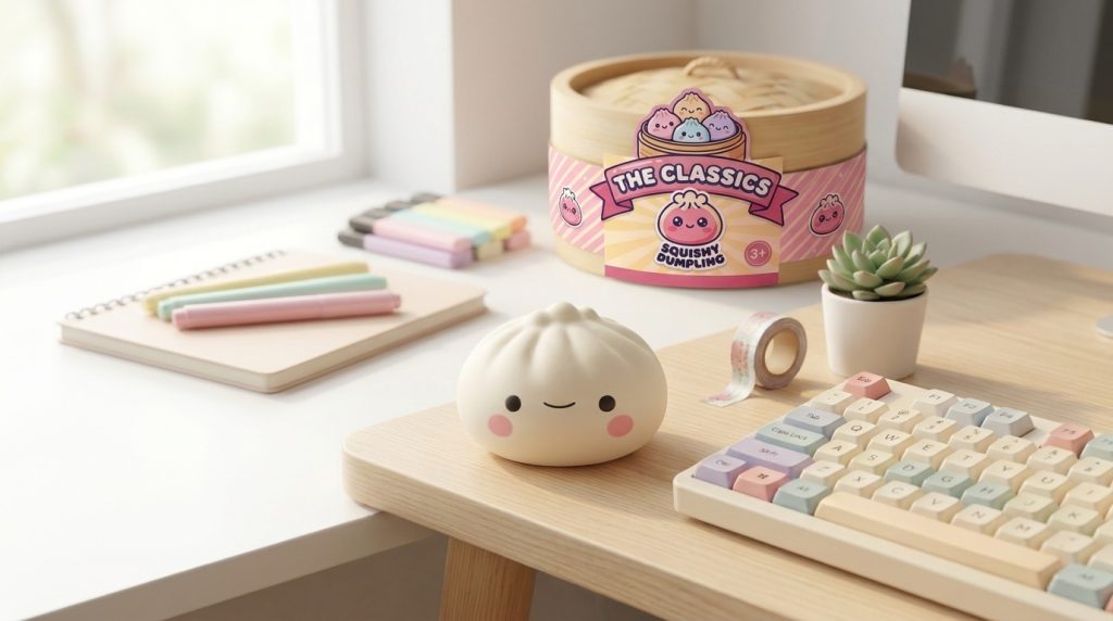 Dumpling Squishy Blind Box Set – 12x Mystery Kawaii in seiner kawaii Umgebung