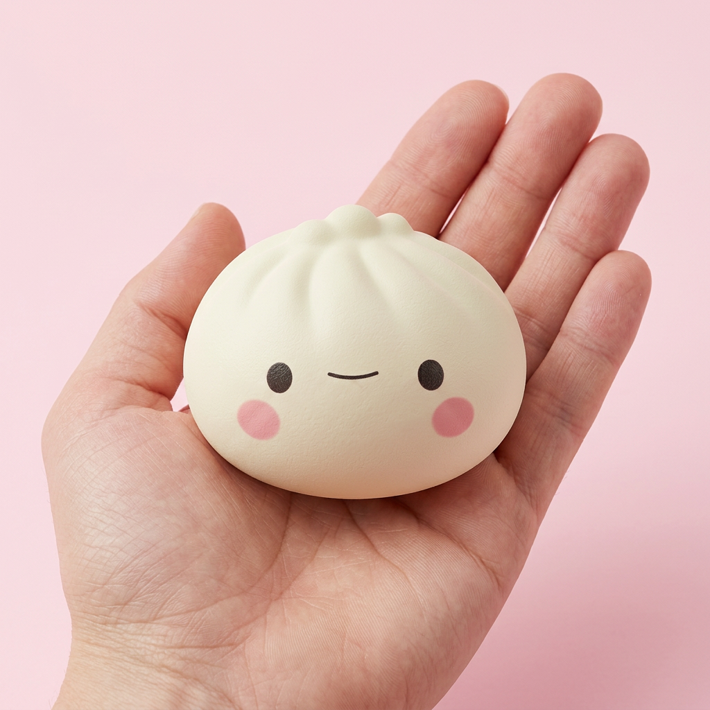 Dumpling Squishy Blind Box Set – 12x Mystery Kawaii in der Hand gehalten, echte Größe