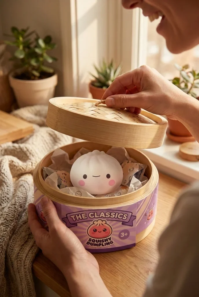Dumpling Squishy Blind Box Set – 12x Mystery Kawaii beim Auspacken