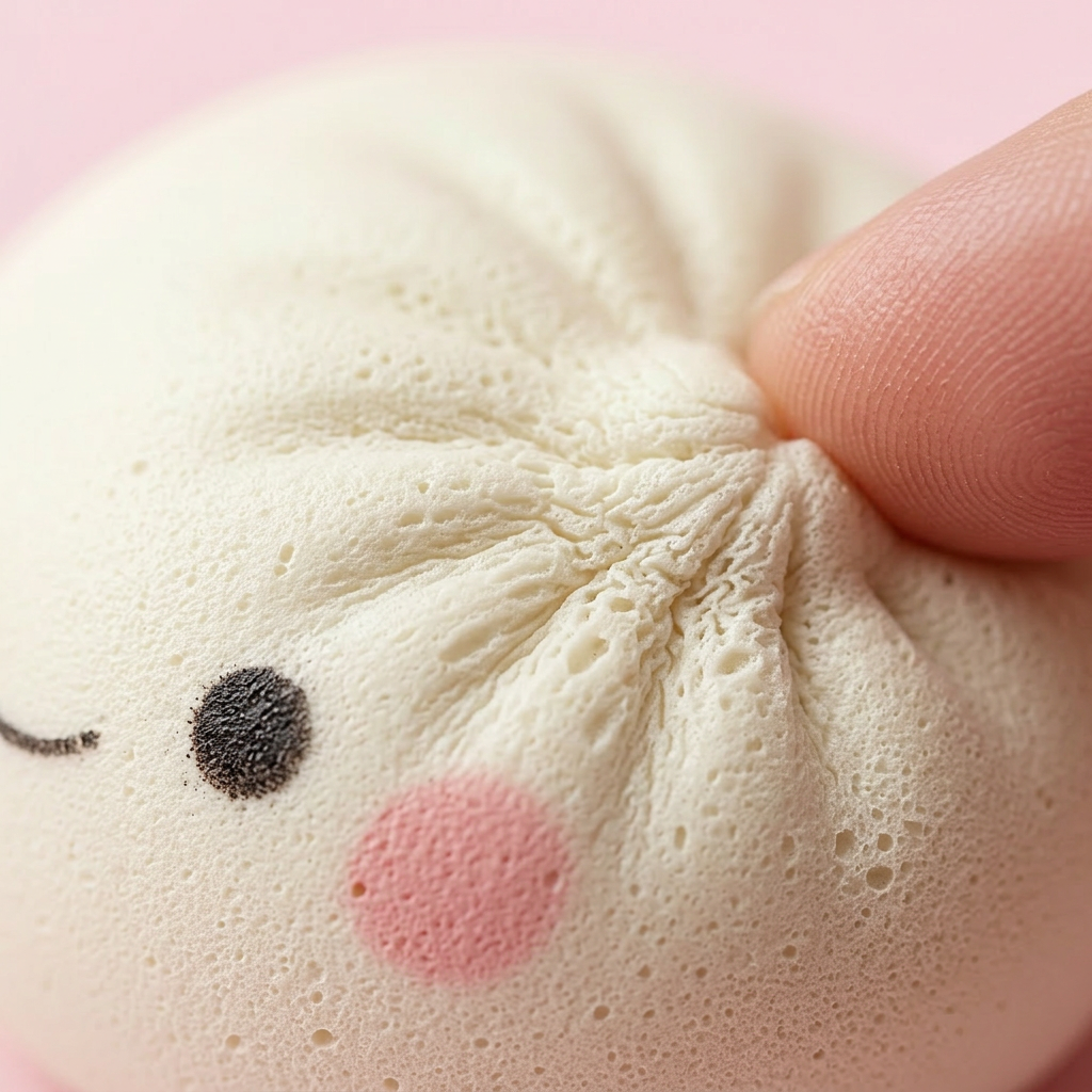 Dumpling Squishy Blind Box Set – 12x Mystery Kawaii — Makro-Nahaufnahme der Textur