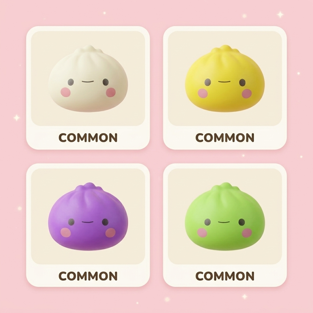Dumpling Squishy Blind Box Set – 12x Mystery Kawaii beim Drücken, weiches Material