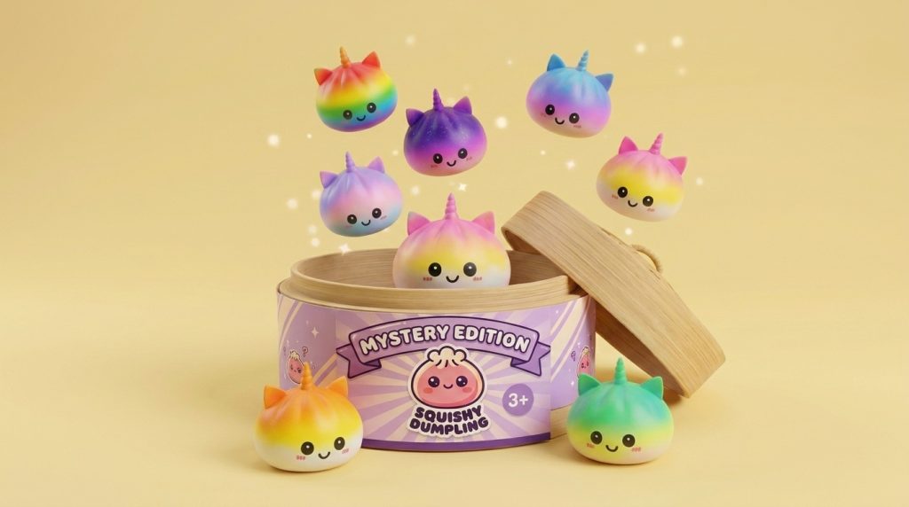 Jumbo Dumpling Squishy Einhorn Regenbogen Mystery beim Drücken, weiches Material