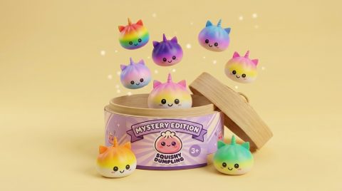 Jumbo Dumpling Squishy Einhorn Regenbogen Mystery beim Drücken, weiches Material