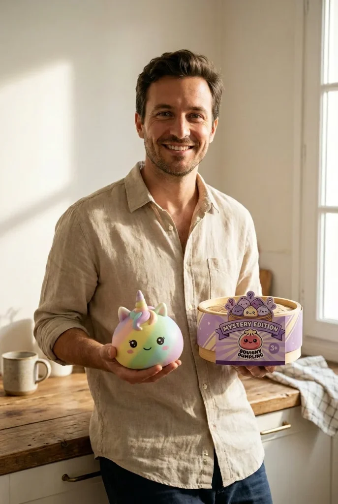 Jumbo Dumpling Squishy Einhorn Regenbogen Mystery mit seiner Box