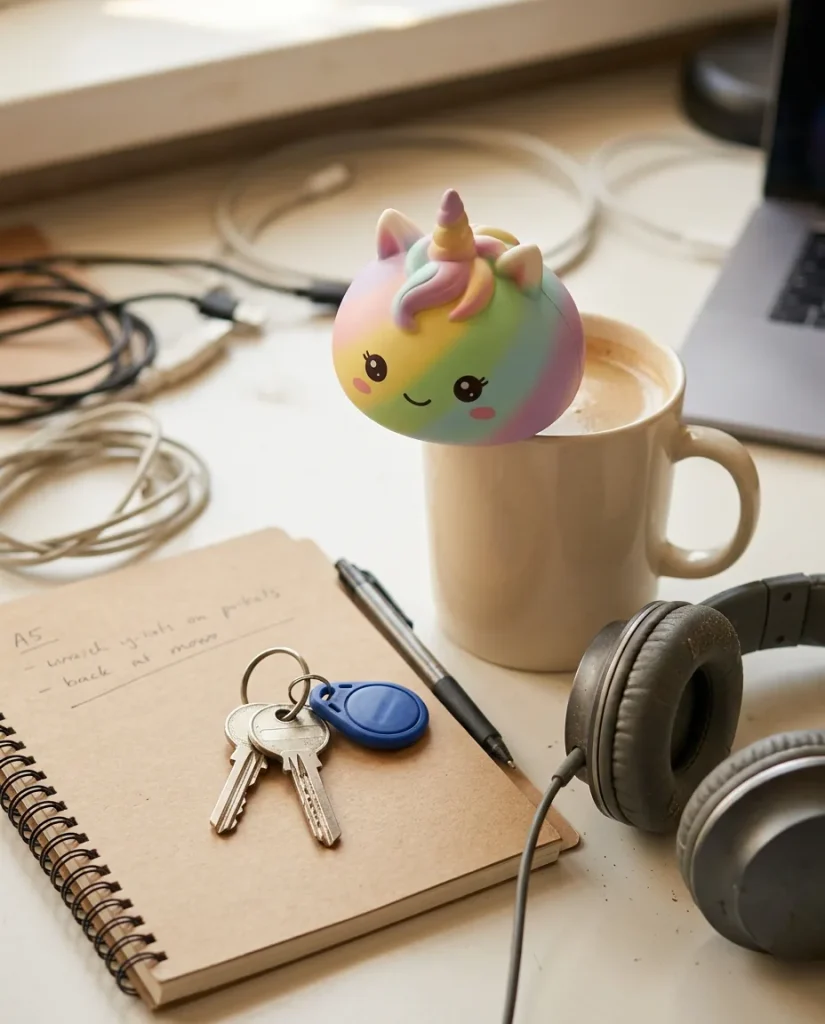 Jumbo Dumpling Squishy Einhorn Regenbogen Mystery auf dem Schreibtisch