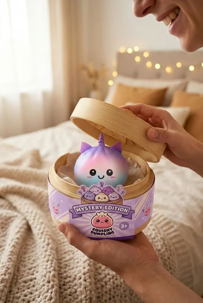 Jumbo Dumpling Squishy Einhorn Regenbogen Mystery beim Auspacken