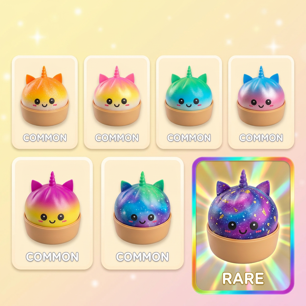 Jumbo Dumpling Squishy Einhorn Regenbogen Mystery beim Drücken, weiches Material