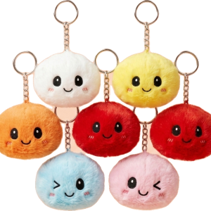 Dumpling Squishy Schlüsselanhänger 6er Mystery-Set beim Drücken, weiches Material