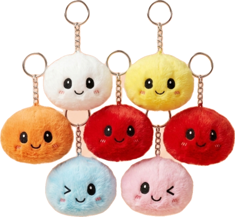 Dumpling Squishy Schlüsselanhänger 6er Mystery-Set beim Drücken, weiches Material