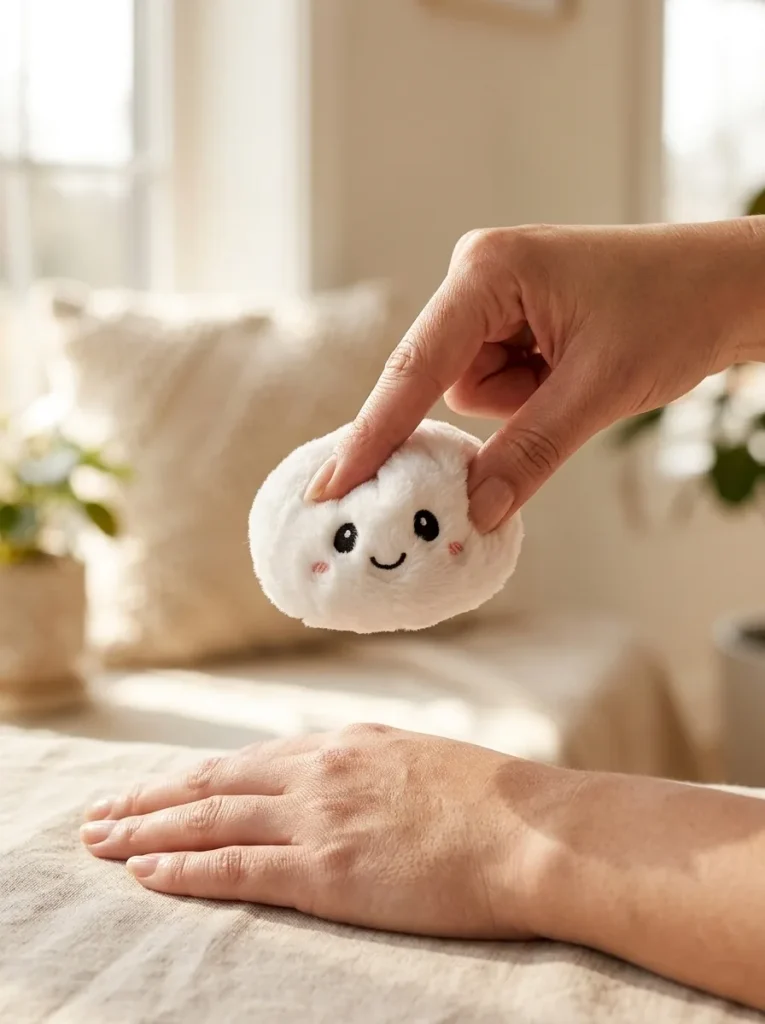 Dumpling Squishy Schlüsselanhänger 6er Mystery-Set beim Drücken