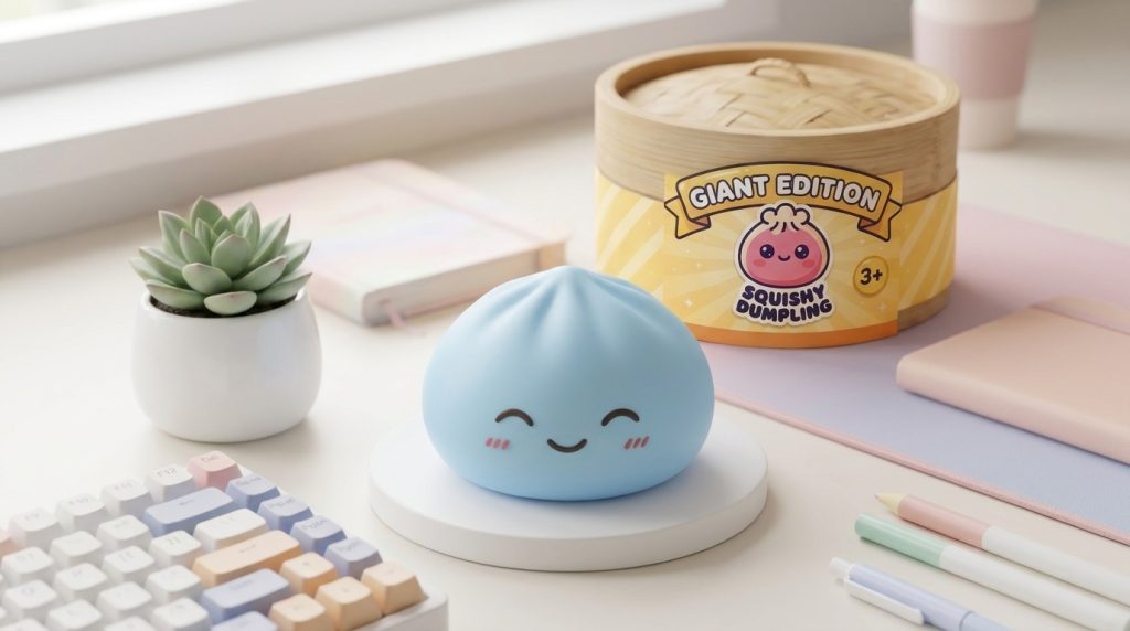 Squishy Dumpling Blue Giant Jumbo in seiner kawaii Umgebung
