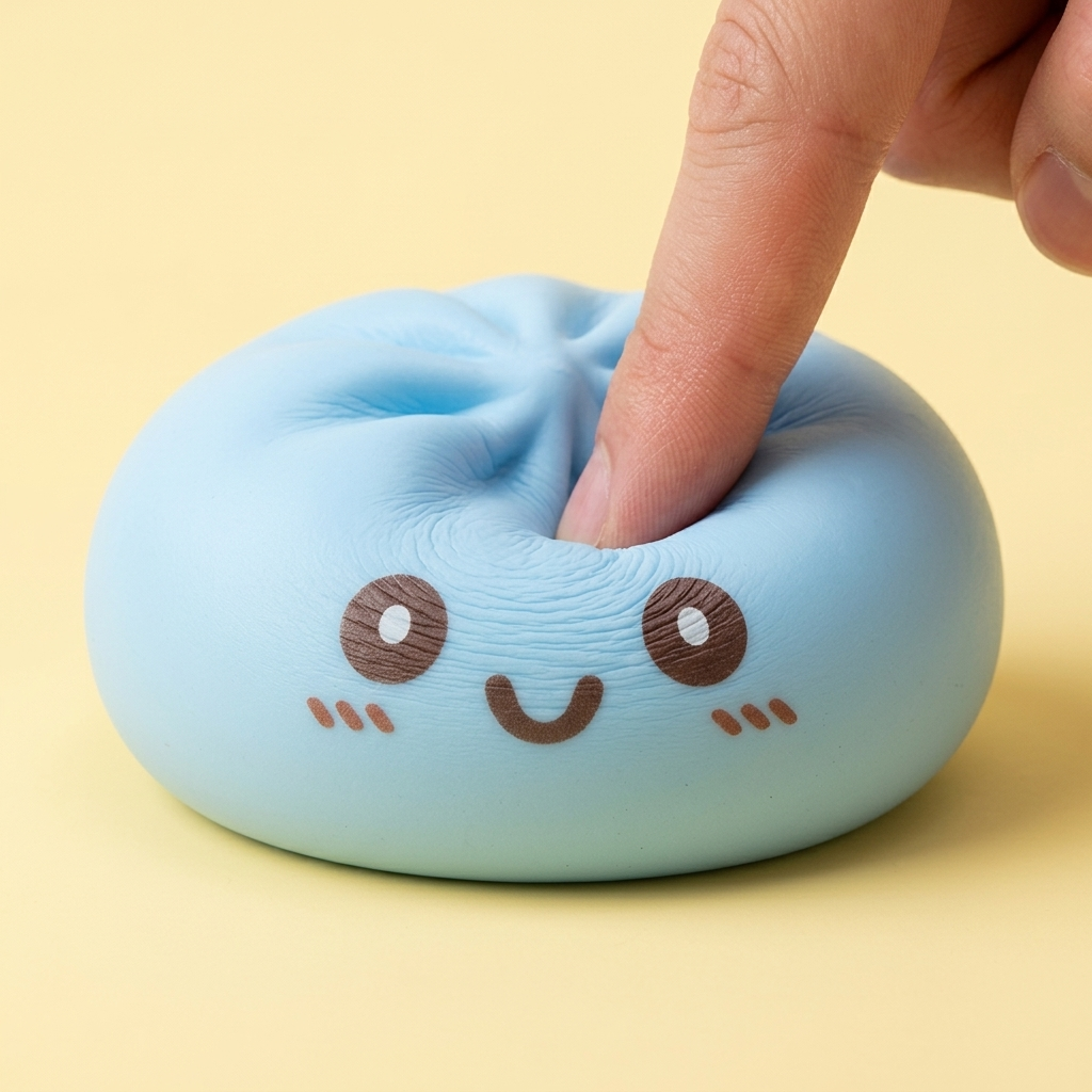 Squishy Dumpling Blue Giant Jumbo beim Drücken, weiches Material