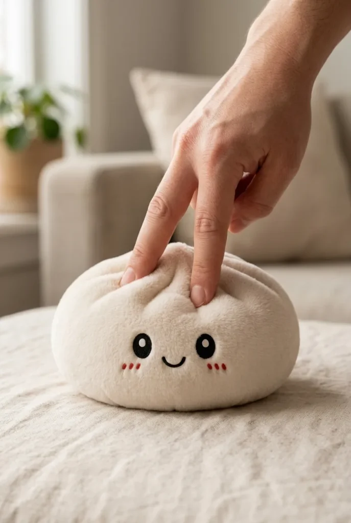 Squishy Dumpling Big – XXL Kuschelkissen 25 cm beim Drücken