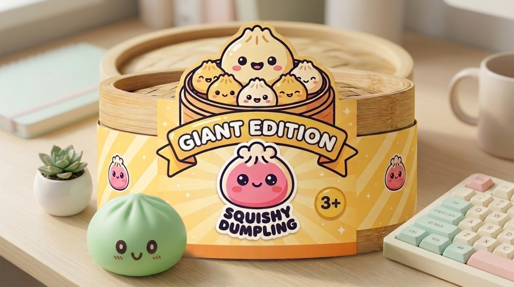 Green Dumpling Squishy Jumbo XXL in seiner kawaii Umgebung
