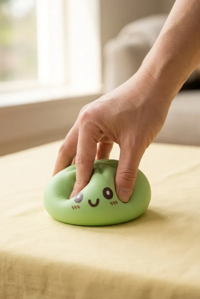 Green Dumpling Squishy Jumbo XXL beim Drücken