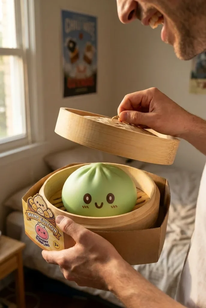 Green Dumpling Squishy Jumbo XXL beim Auspacken