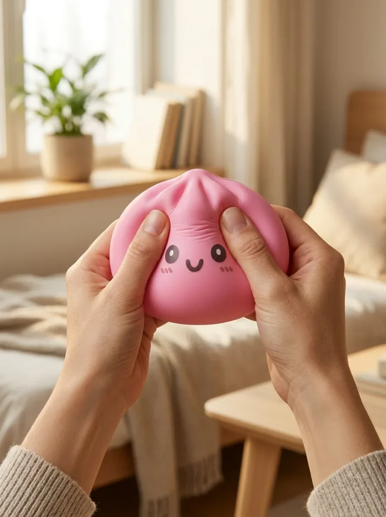 XXL Dumpling Squishy Rosa beim Drücken