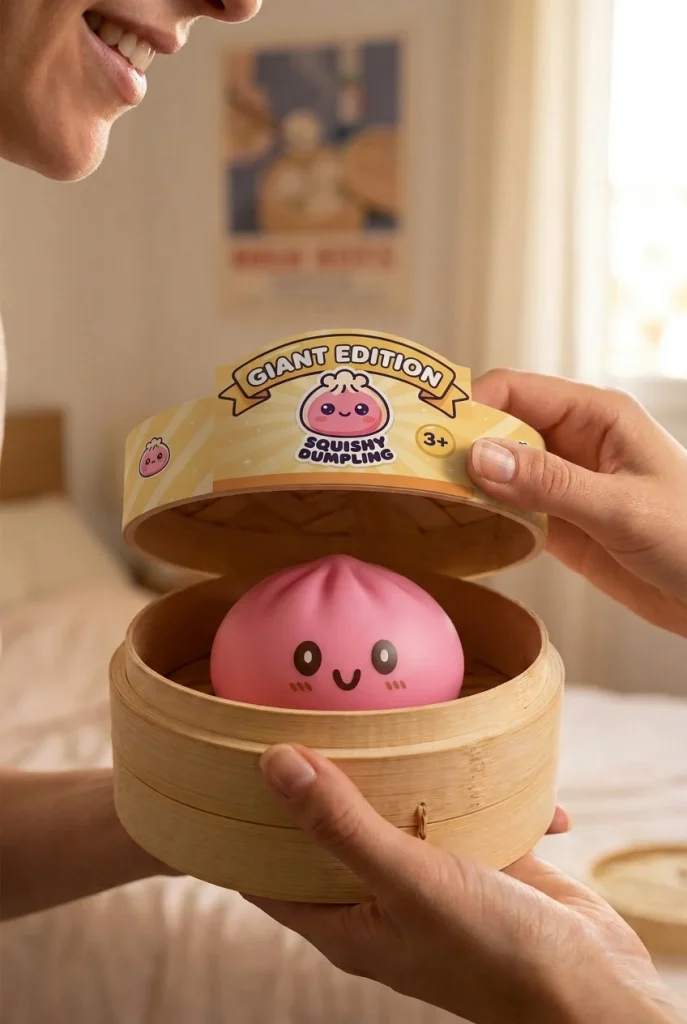 XXL Dumpling Squishy Rosa beim Auspacken