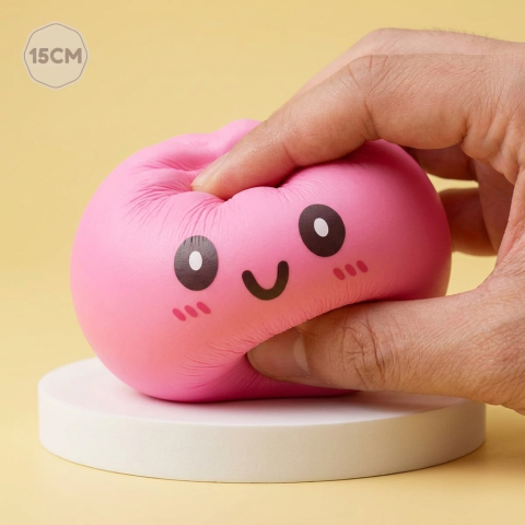 XXL Dumpling Squishy Rosa — slow-rise Effekt, der Schaum federt langsam zurück