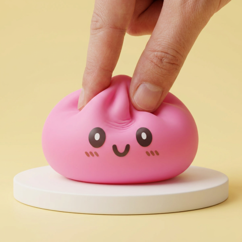 XXL Dumpling Squishy Rosa beim Drücken, weiches Material