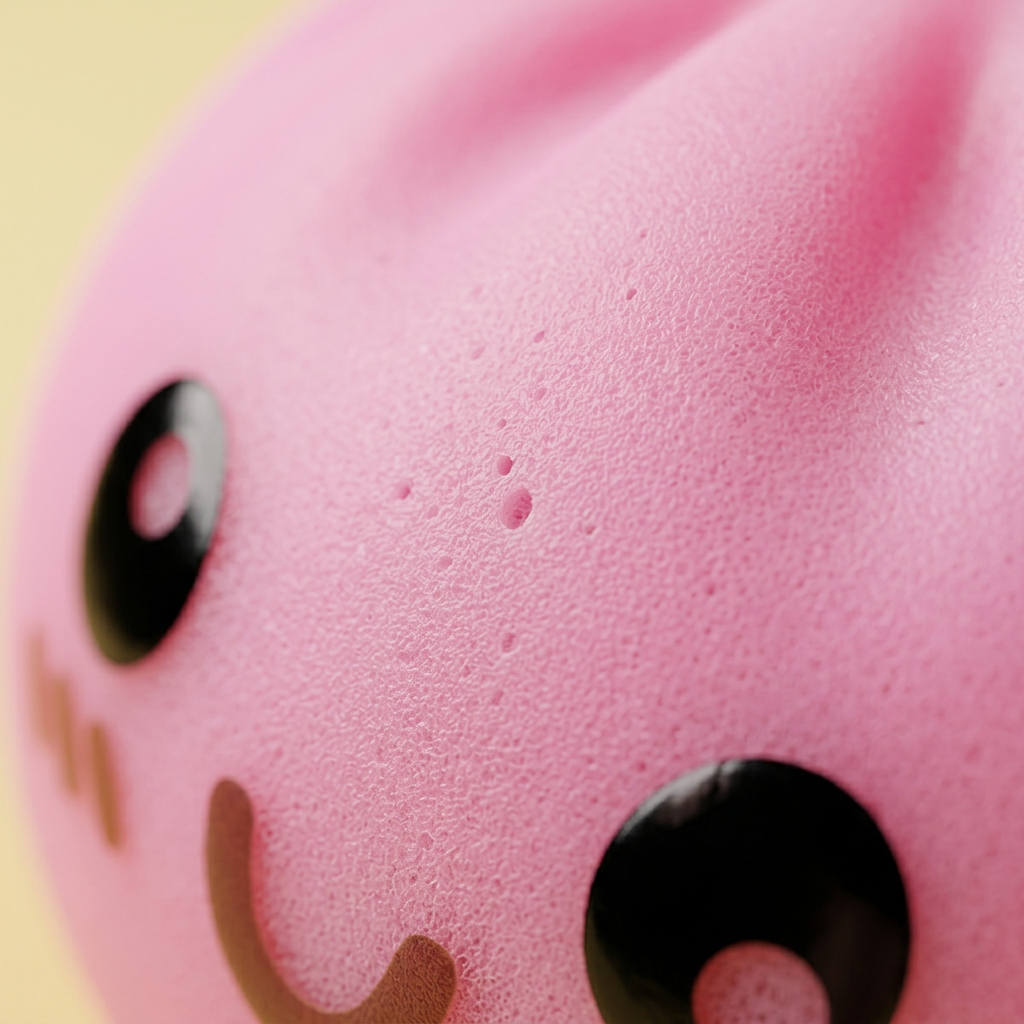XXL Dumpling Squishy Rosa — Makro-Nahaufnahme der Textur