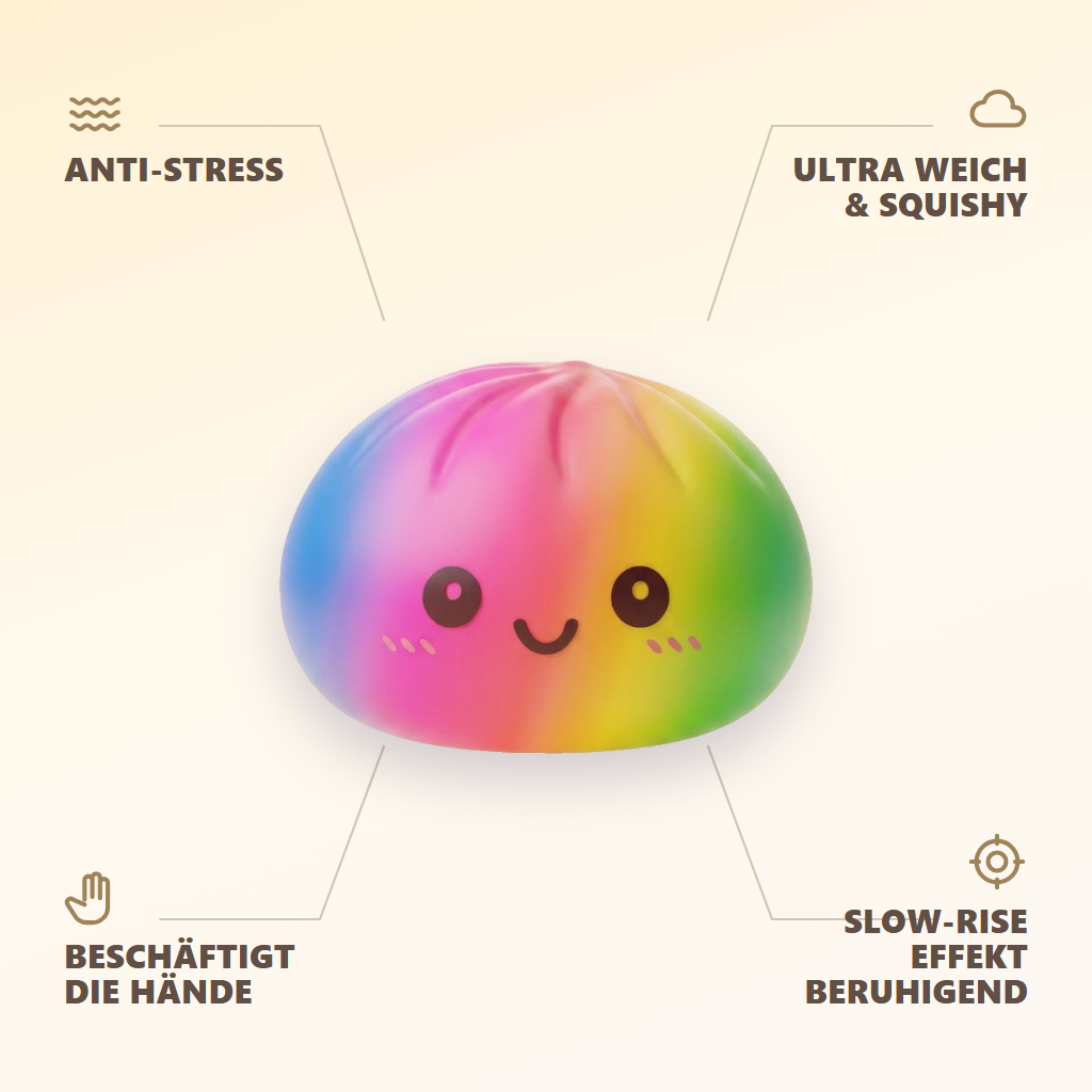 Rainbow Dumpling Squishy XXL Regenbogen-Riese — seine Vorteile
