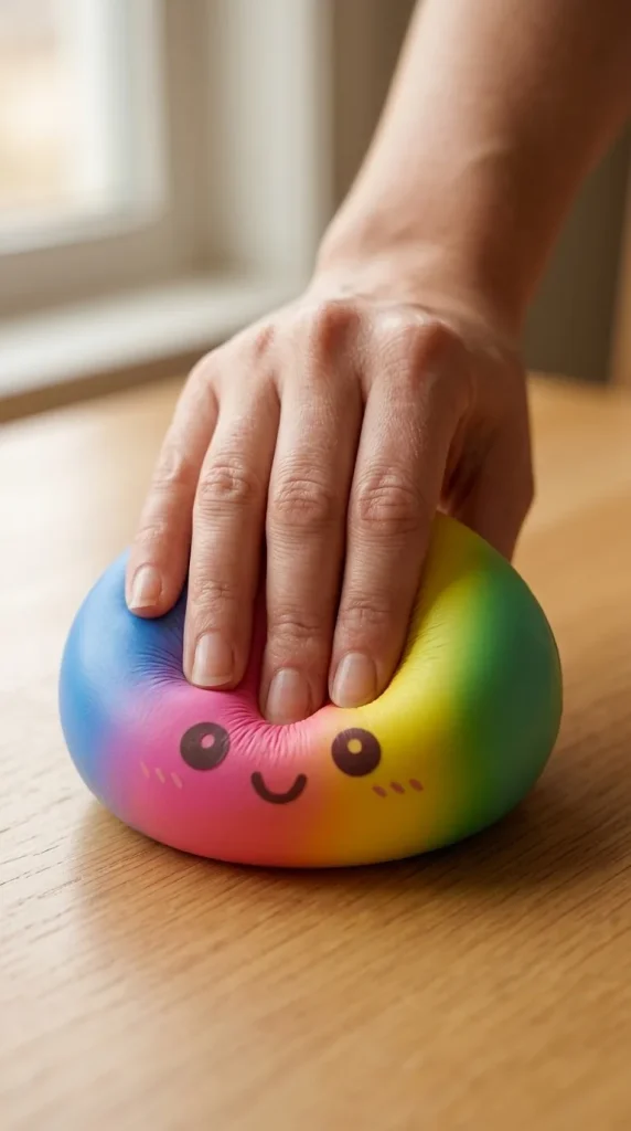 Rainbow Dumpling Squishy XXL Regenbogen-Riese beim Drücken