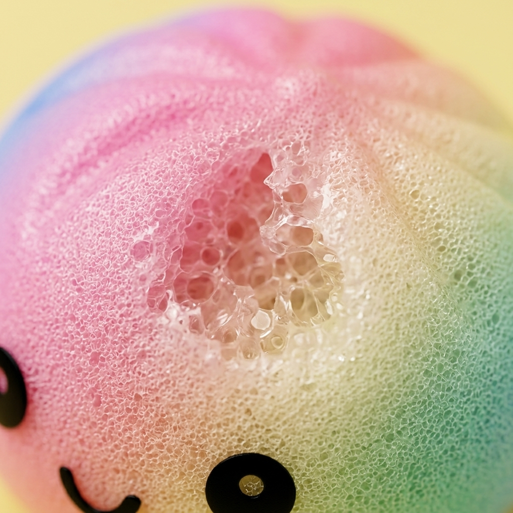 Rainbow Dumpling Squishy XXL Regenbogen-Riese — Makro-Nahaufnahme der Textur