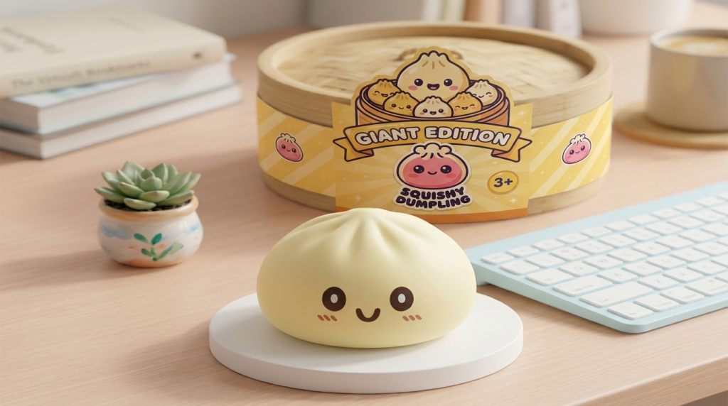 Squishy Dumpling Gelb Gigant XXL in seiner kawaii Umgebung