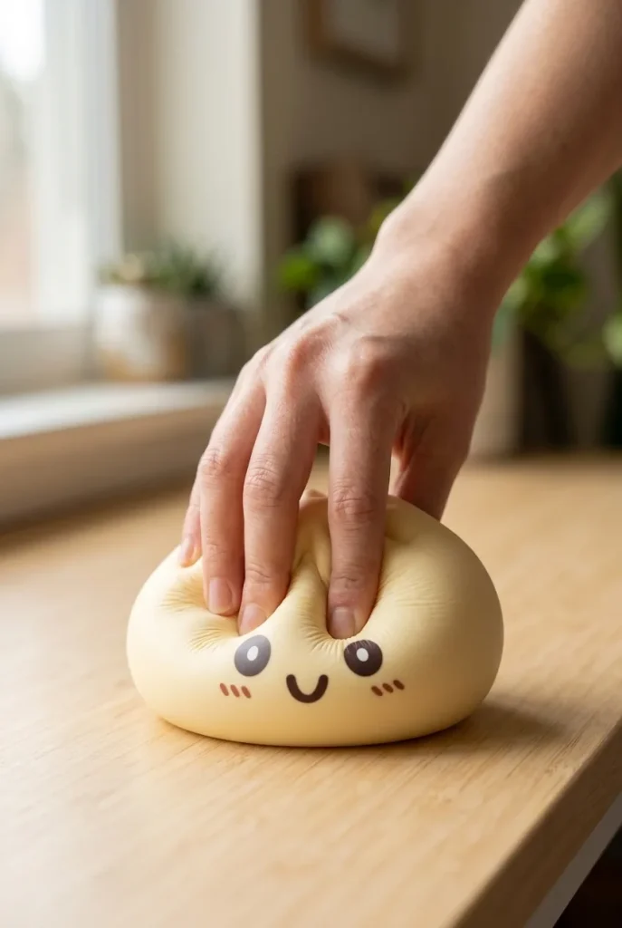 Squishy Dumpling Gelb Gigant XXL beim Drücken