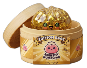 Die Raritäten — Squishy Dumpling in seiner Bambusoptik-Dämpfkörbchen-Box