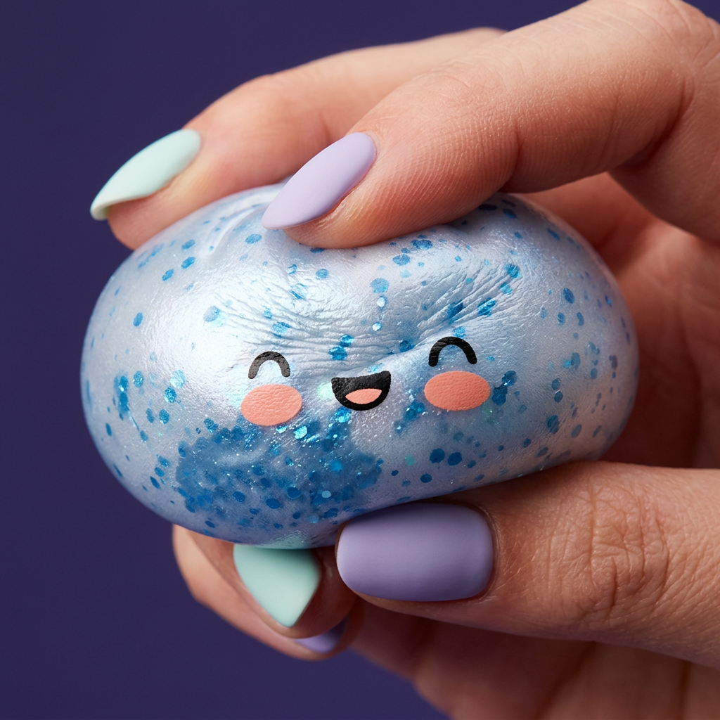 Dumpling Squishy Eisblau Sparkle — slow-rise Effekt, der Schaum federt langsam zurück