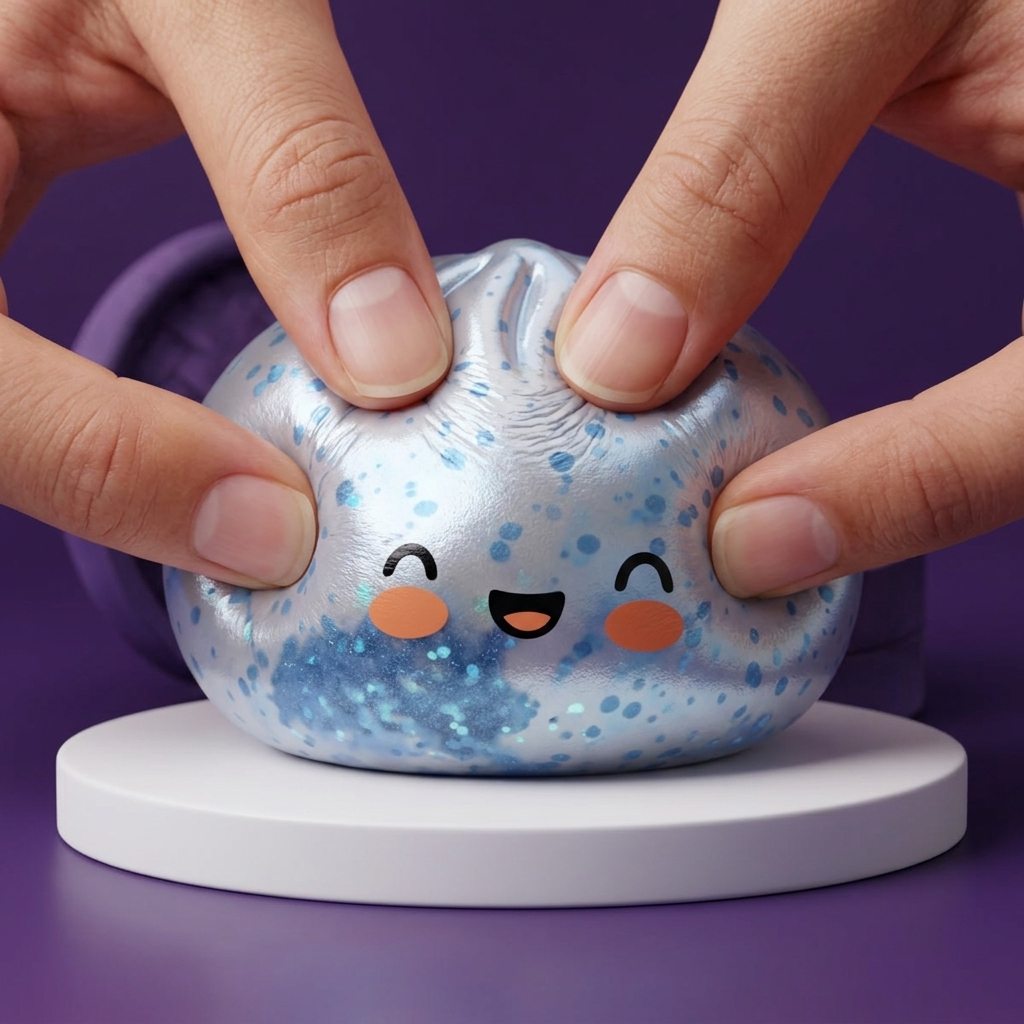 Dumpling Squishy Eisblau Sparkle beim Drücken, weiches Material