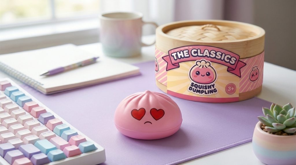 Mini Dumpling Squishy Kawaii Mystery-Set in seiner kawaii Umgebung