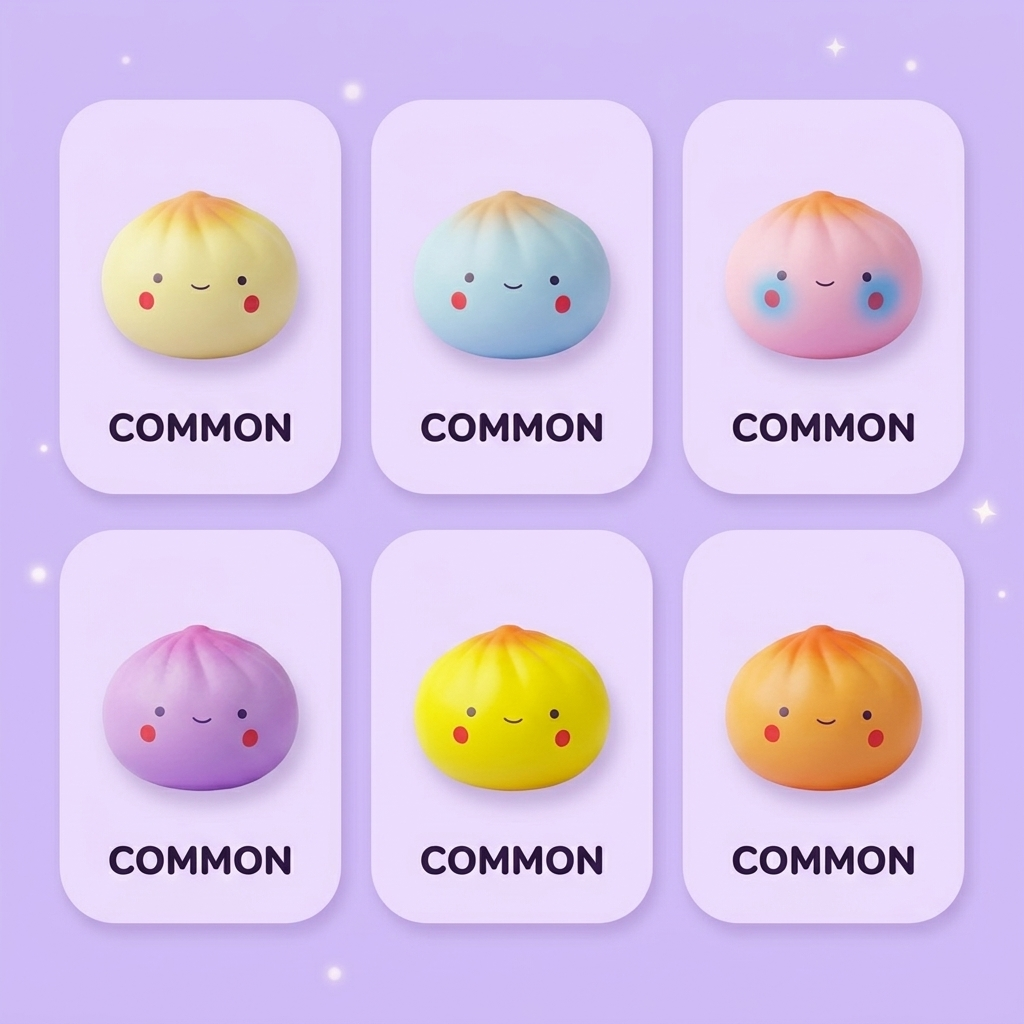 Dumpling Squishy Blind Box Mini – 24er Mystery Set beim Drücken, weiches Material