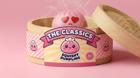 Mini Dumpling Squishy Kawaii Mystery-Set im Bambus-Dämpfkörbchen