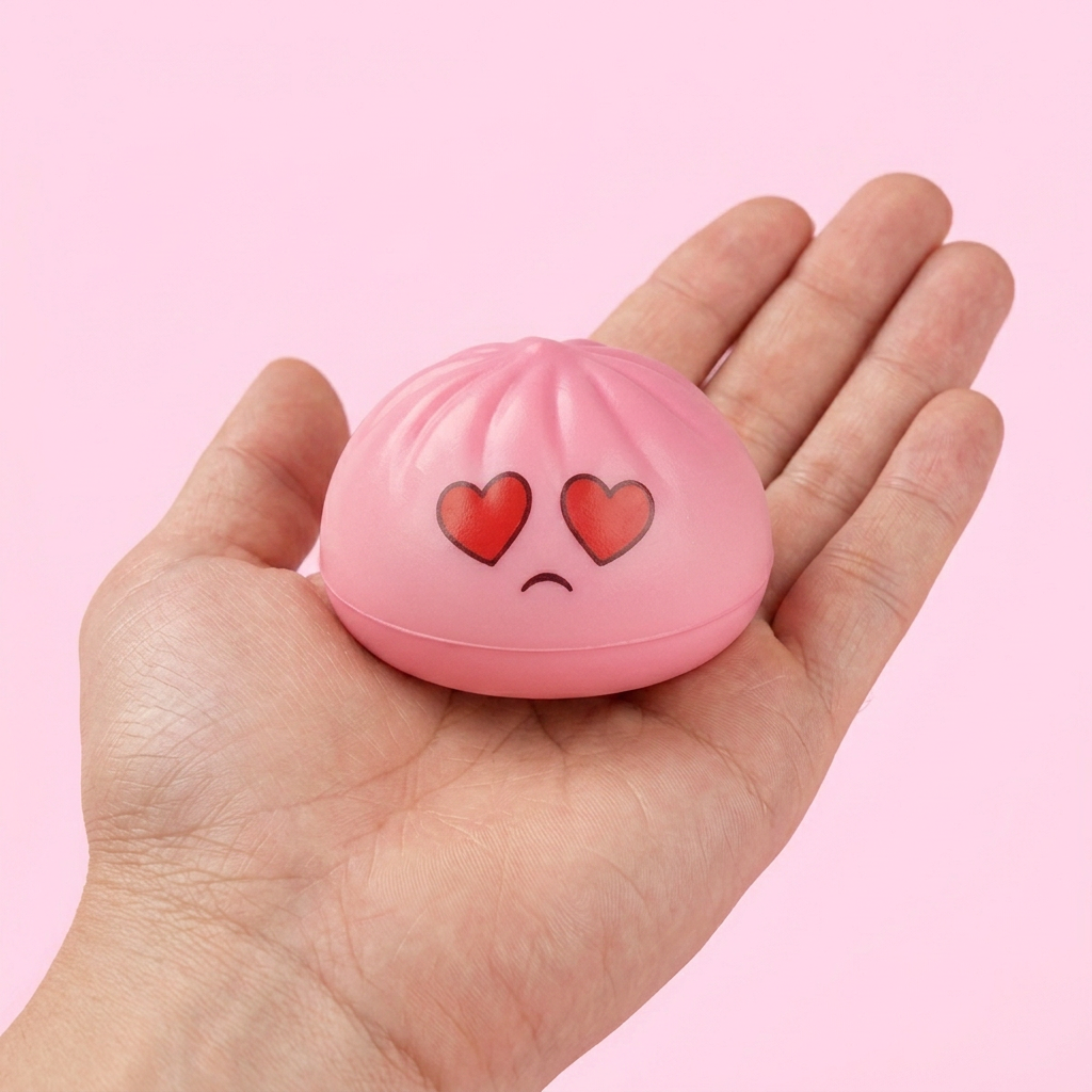 Mini Dumpling Squishy Kawaii Mystery-Set in der Hand gehalten, echte Größe