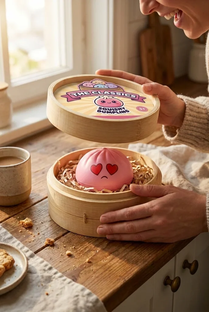 Mini Dumpling Squishy Kawaii Mystery-Set beim Auspacken