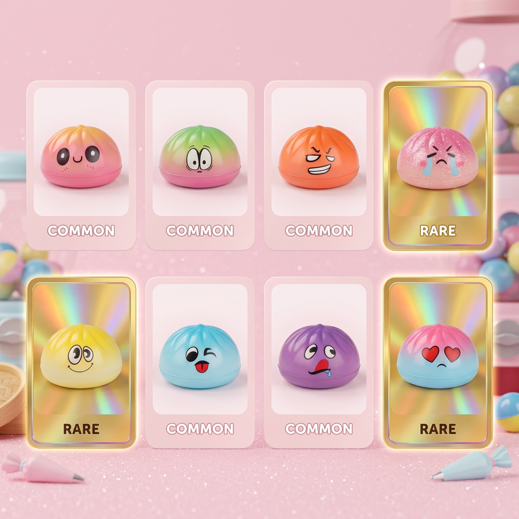 Mini Dumpling Squishy Kawaii Mystery-Set beim Drücken, weiches Material